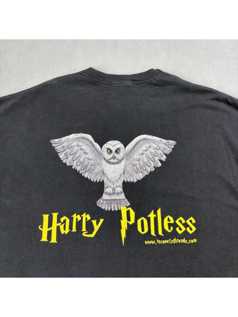 Harry Potless Recovery Threads Rehab Drug Free Parody T Shirt Size XL Black